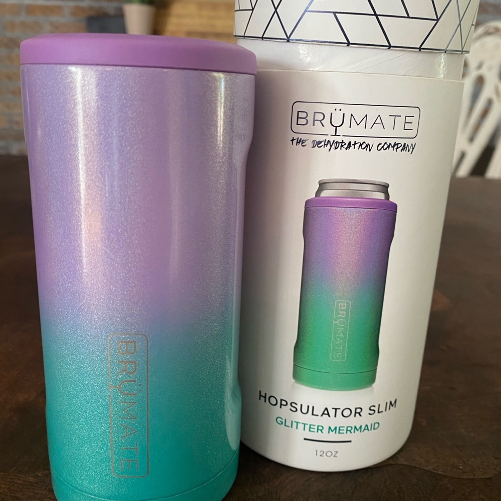 BruMate Hopsulater slim beverage holder glitter mermaid